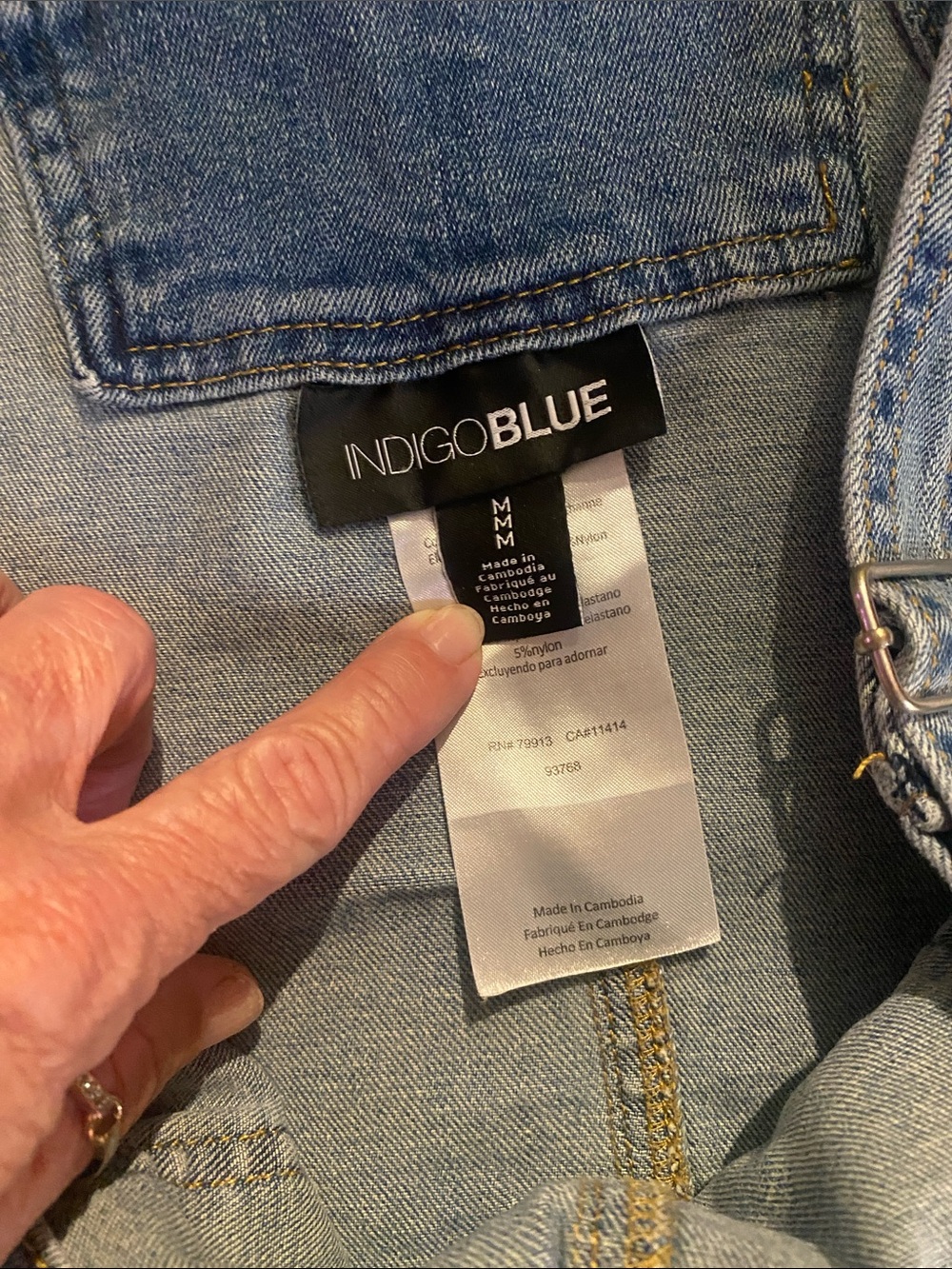 Indigo Blue Light Wash Denim Overalls Maternity - Picture 2 of 5
